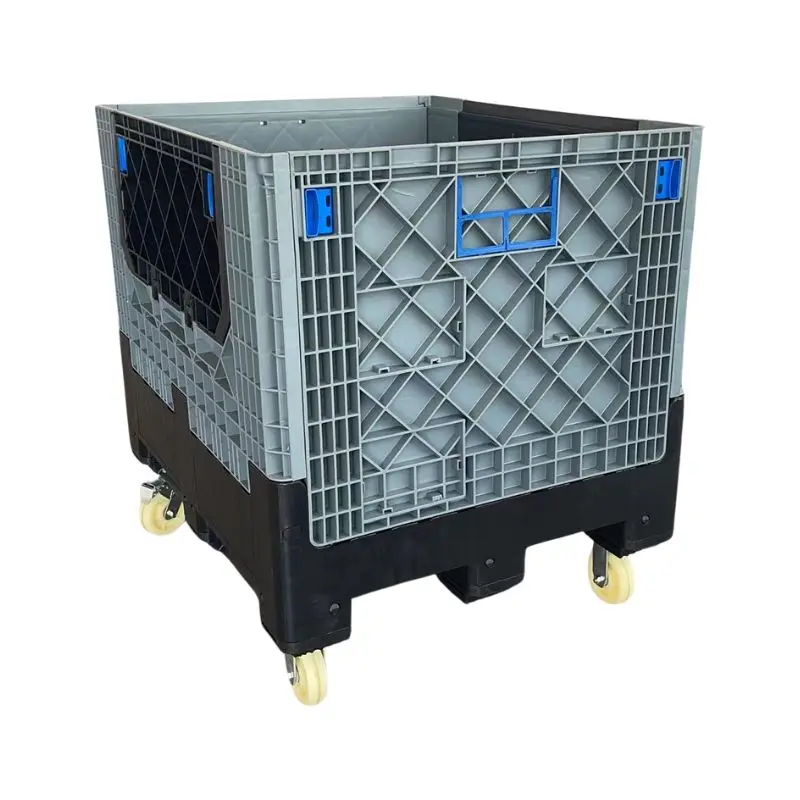 pp Material All Sizes Warehouse Storage and Moving Collapsible Pallet Tote Bin with Casters
