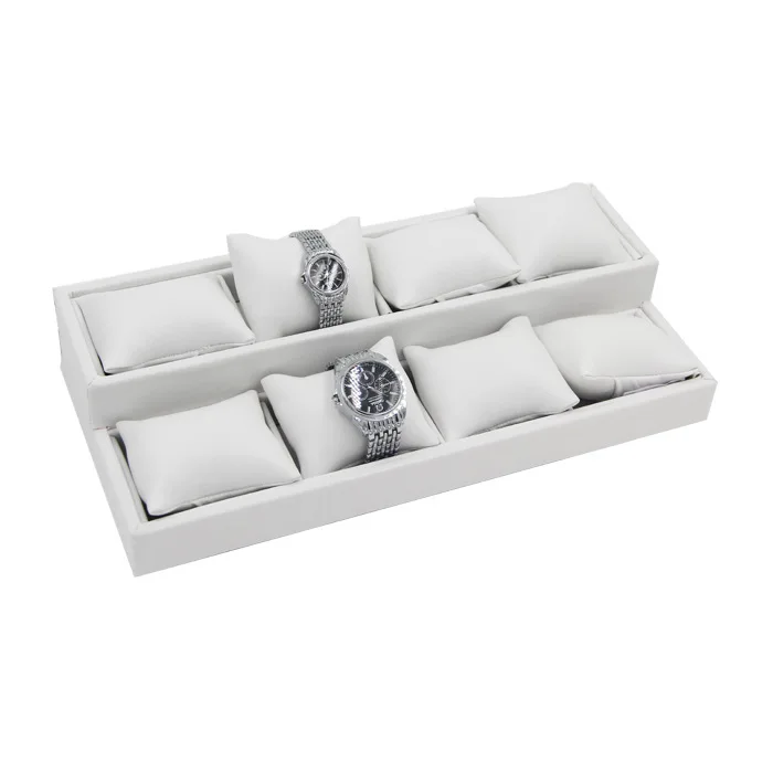 High Quality Elegant Luxury Velvet Jewelry Bracelet Bangle Watch Tray Pillow Cushion Three Layers Watch Leather Display