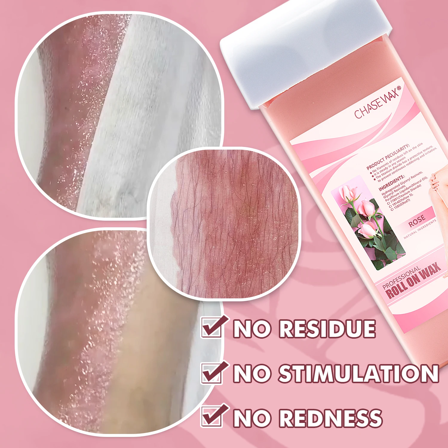 Chase Wax Moisturizing 100g Rose Pink Strips Wax Roll On Cartridge Soft Wax  For Sensitive Skin