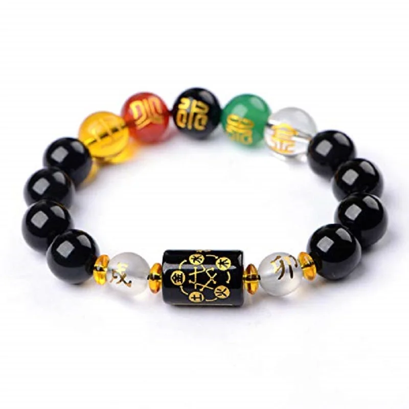 Black Onyx Five Elements Heyun Bead Bracelet Men and Women Couples  Bead Bracelet Ping An Auspicious Manufacturer W