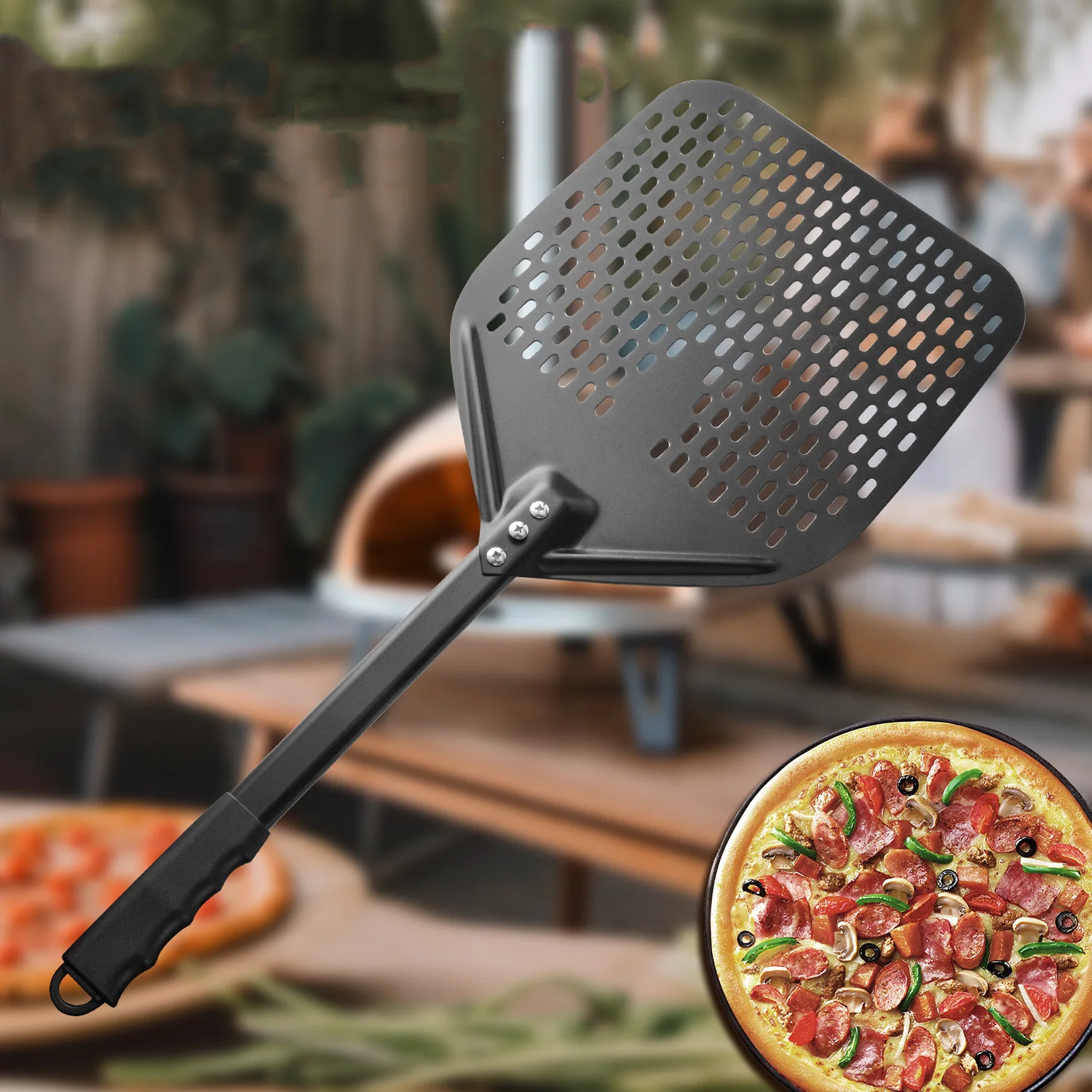 Factory Direct Aluminum Black Pizza Paddle 12 14 Inch Long Handle Sliding Pizza Peel For Restaurant