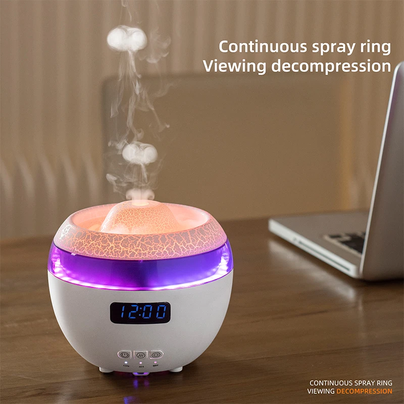 New Trend High Quality Desktop Air Humidifier with clock  Dynamic lighting Aroma Essential Oil Diffuser For Home