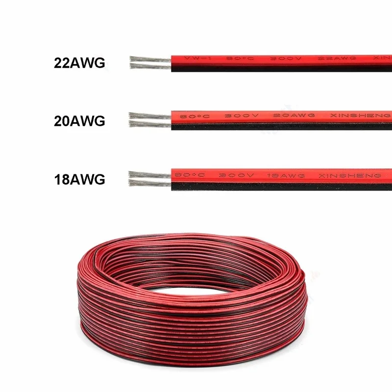 RGB RGBW Led Strip Light Neon Sign LED Extension Cable 2pin 4pin 5pin 6pin Core Monochrome Red and Black Color Wire