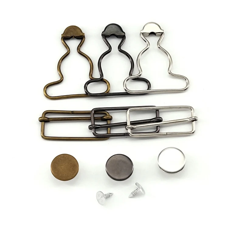 YN Overall Clasp Clips Set Overall Metal Suspender Buckles Adjustable Buckle Slider and Buttons for Overalls Bib Pants