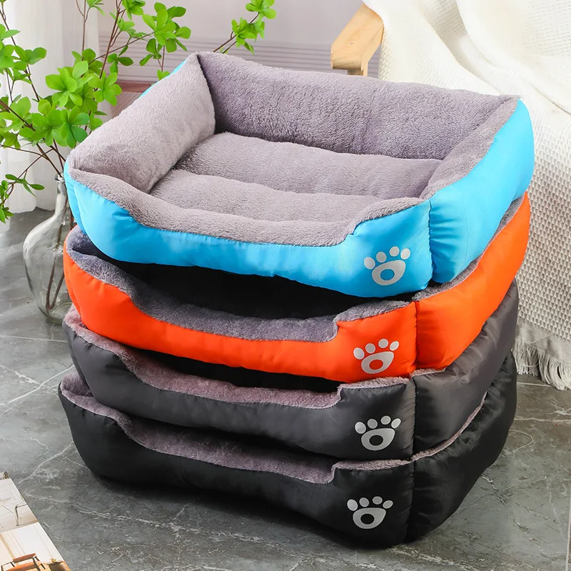Custom Ultra Soft Plush Pet Dog Bed Washable Fleece Rectangle Nest Dog Basket Mat Breathable Cotton Sofa Cat Beds