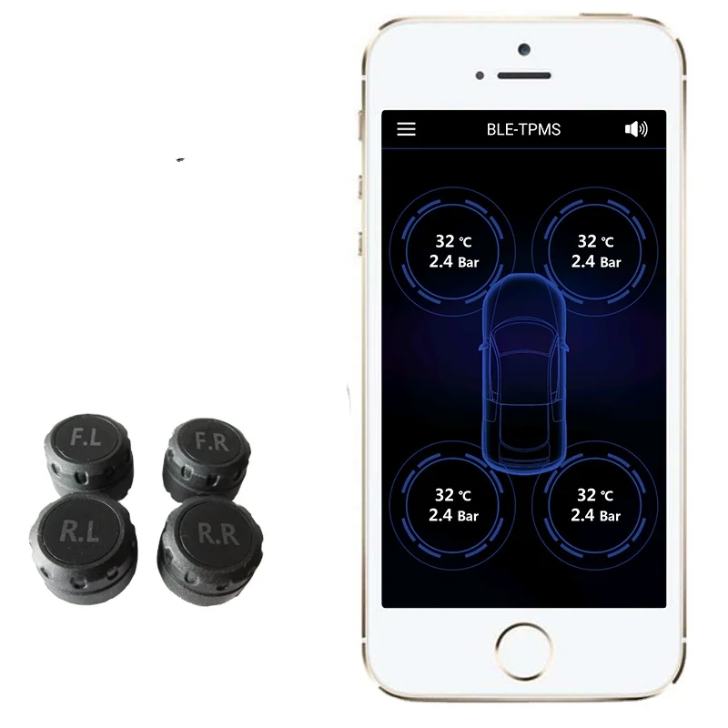 Blue tooth BLE 4.0 APP Phone control TPMS Car Tire Pressure Alarm Monitor 4 External Sensors