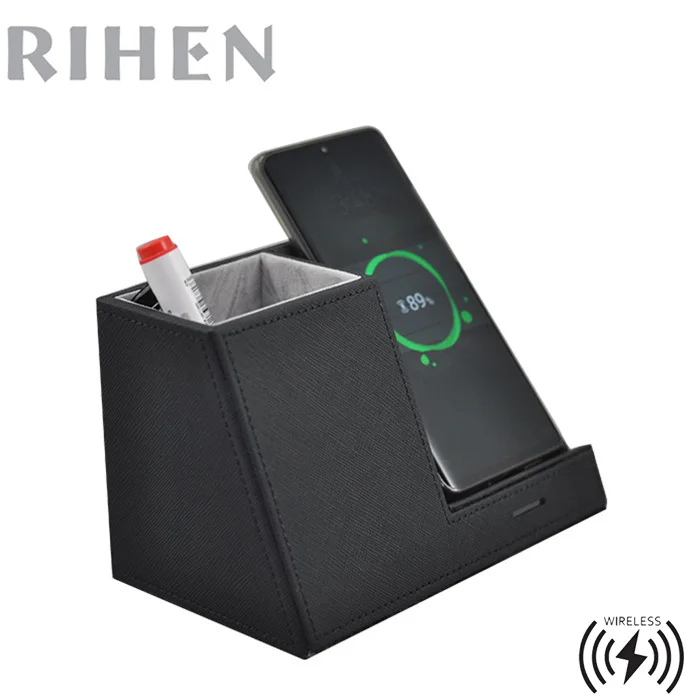 
Luxury wireless charger smart phone holder with pen holder 