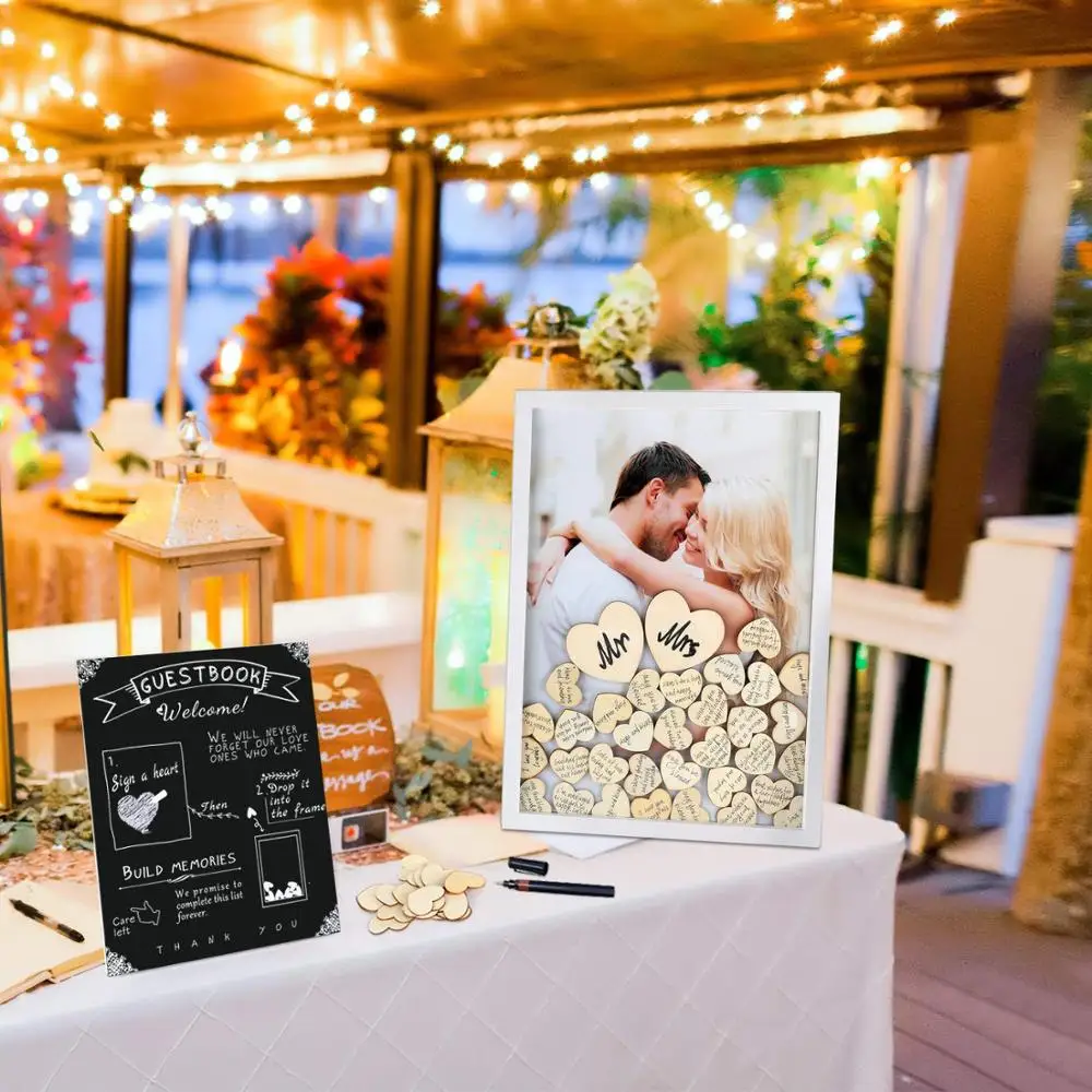 Personalized Wedding Guest Book Guest Book Box Guestbook Alternative Wood Drop Top Frame Wedding Romantic Shadow Box Personal