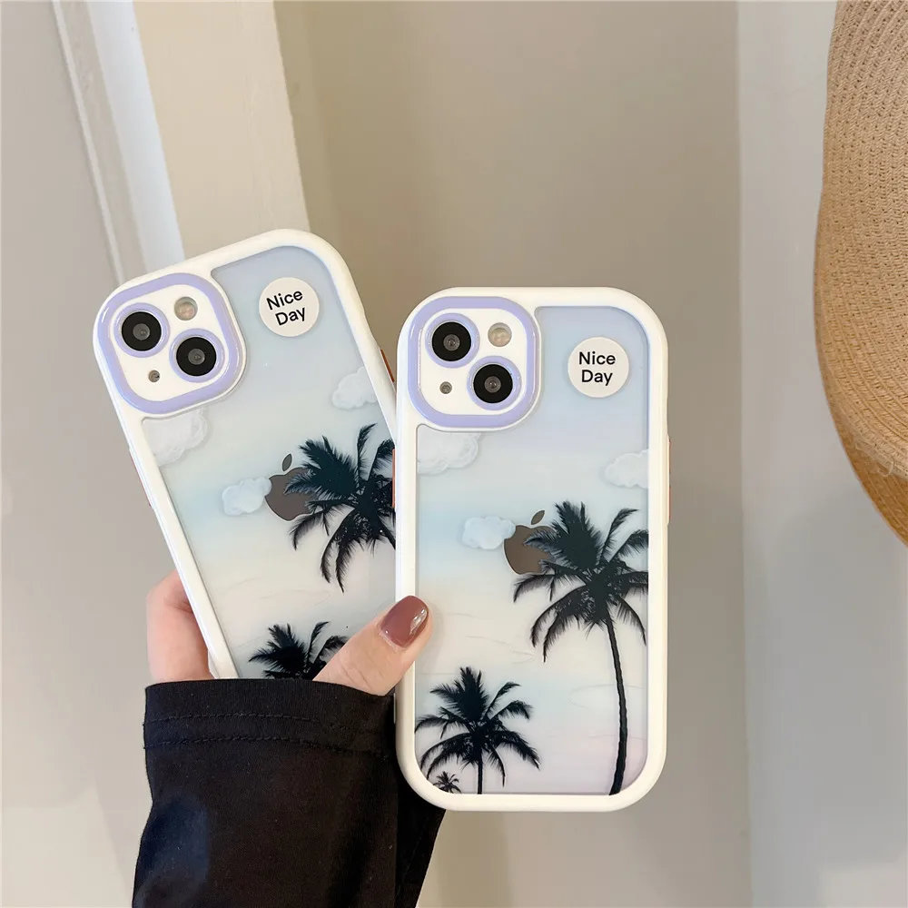 Coconut Tree Clear Phone Case For iPhone 13 Pro Max 12 11,for iPhone 12 Pro Shell Transparent