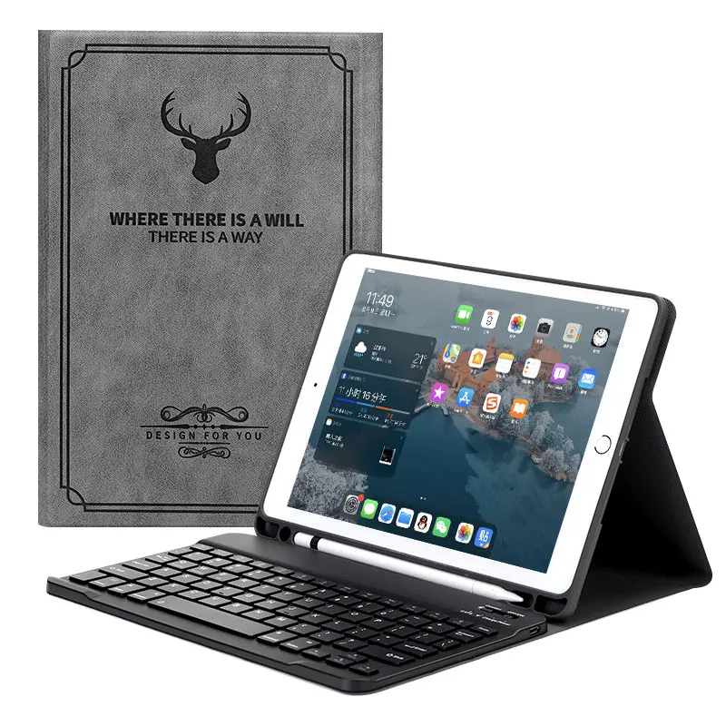 Magic Magnetic Apple Sticker Cute Round Backlit Keyboard Case With Mouse Trackpad For Ipad Pro 11 12.9 2021 Air 4
