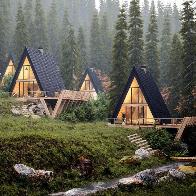 Prefabricated Frame Triangular House sunlight and Glass