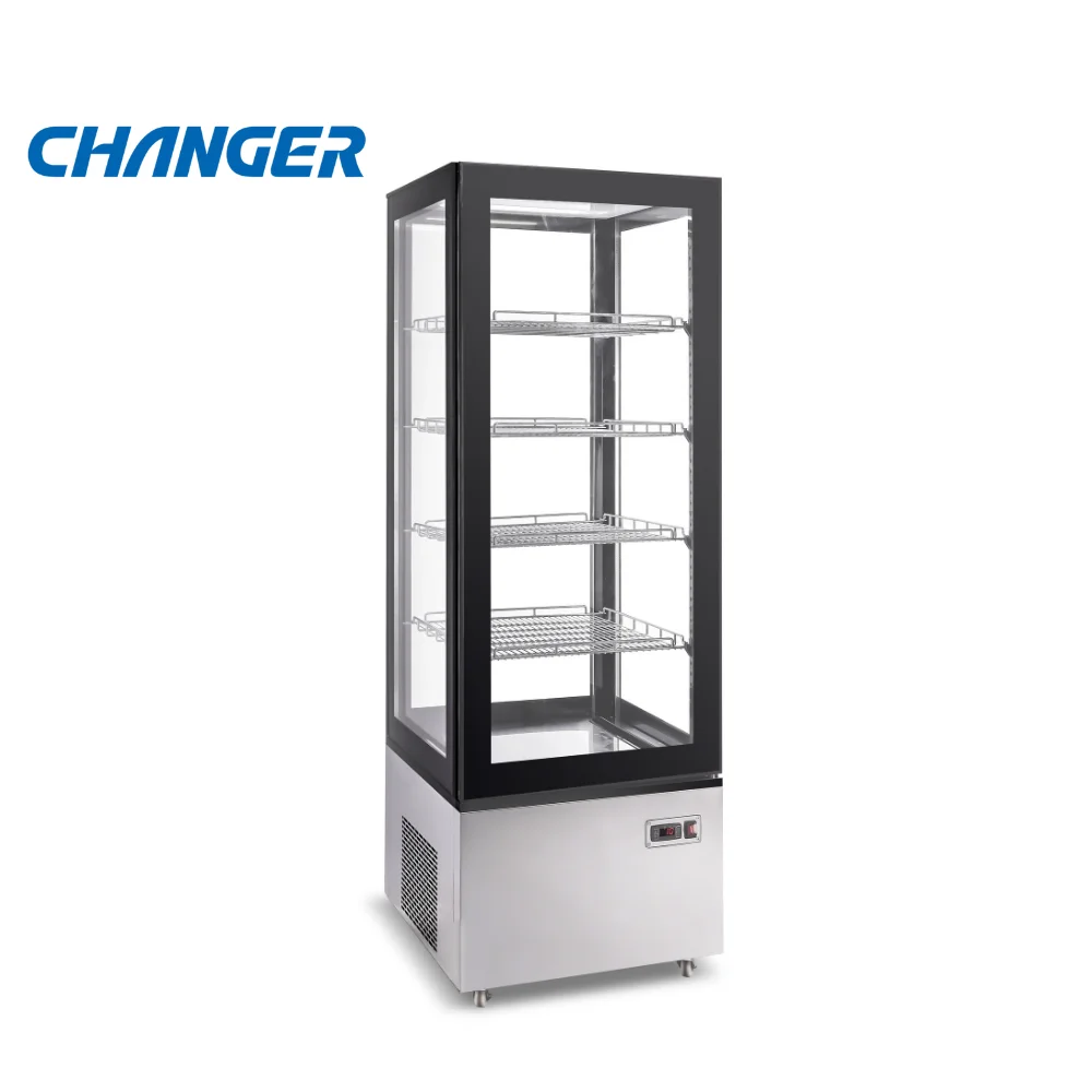 400L Stainless Steel Single Hinged Door Refrigerated Display Cabinet Commercial Catering Display Upright Showcase