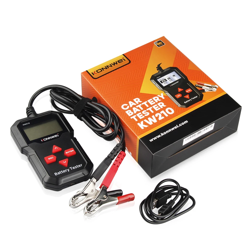 12V Car Battery Tester Cranking Charging System Battery Analyzer for 100-2000 CCA Battery KONNWEI KW210
