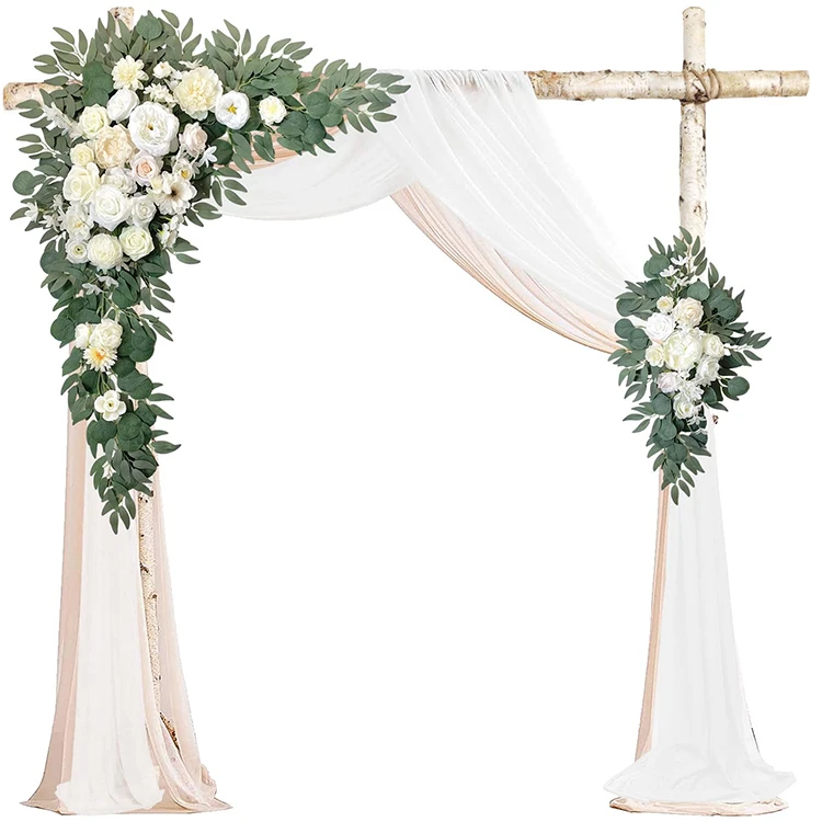 White Rose Flower Arch Wedding Stage Backdrop Artificial Flower Wedding Arch for Wedding Decoration