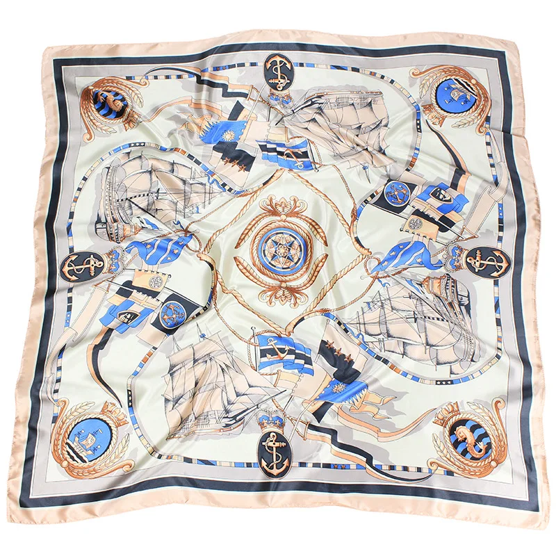 Factory OEM Fashion Foulard Shawl Scarfs Big Size 90*90cm Square Hair Head Scarves Satin Silk Scarf