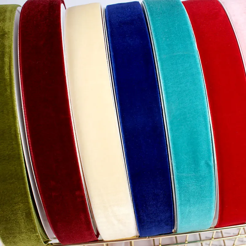 Factory Wholesale  100% polyester velvet ribbon Custom  Velvet Ribbon Bow corduroy  roll Ribbon with
