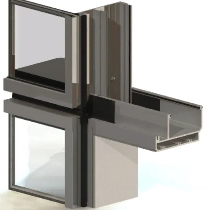 Glass Unitized Curtain Wall System Building Aluminum Exterior 100 Square Meters 6063-T5/T6, 6061-T5/T6 Profile Customized