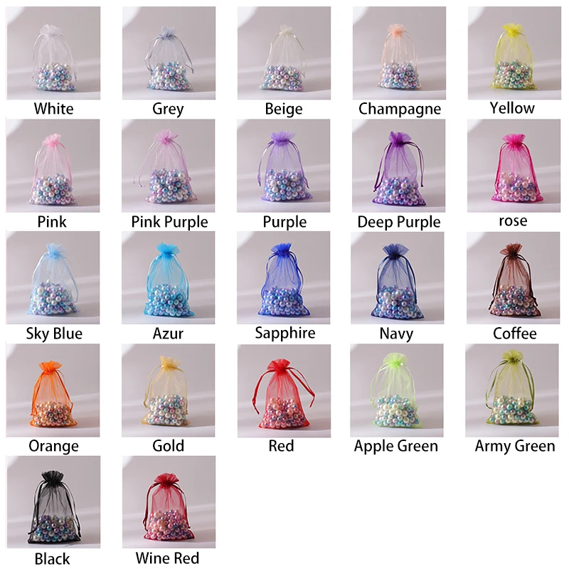 black organza bags packaging wedding customised jewelry gift bags custom printed   drawstring bag