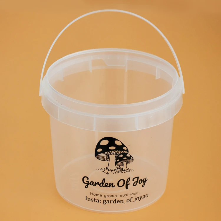 1L Food Grade clear Plastic Bucket Buckets With Lid Wholesale Can Printing logo Ice Cream