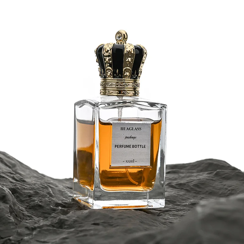Оптовая продажа 100 мл Dubai Arabic Oud необычный стеклянный флакон для духов с крышкой короны толстым дном