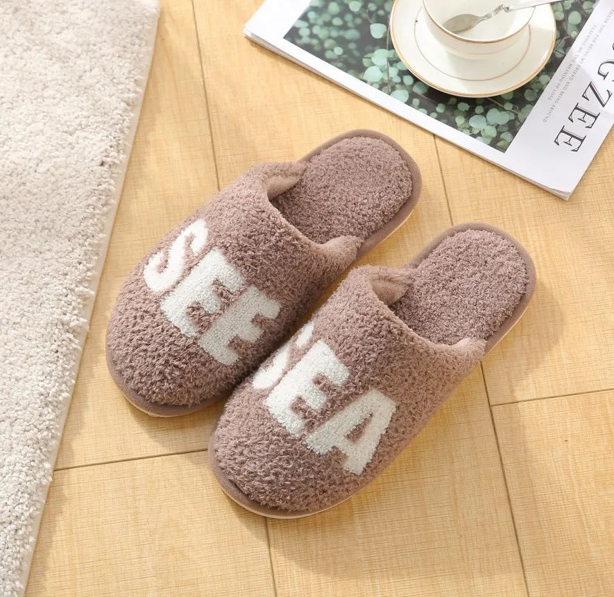Teddy plush warm slippers,winter home slippers,wooden floor slippers for men