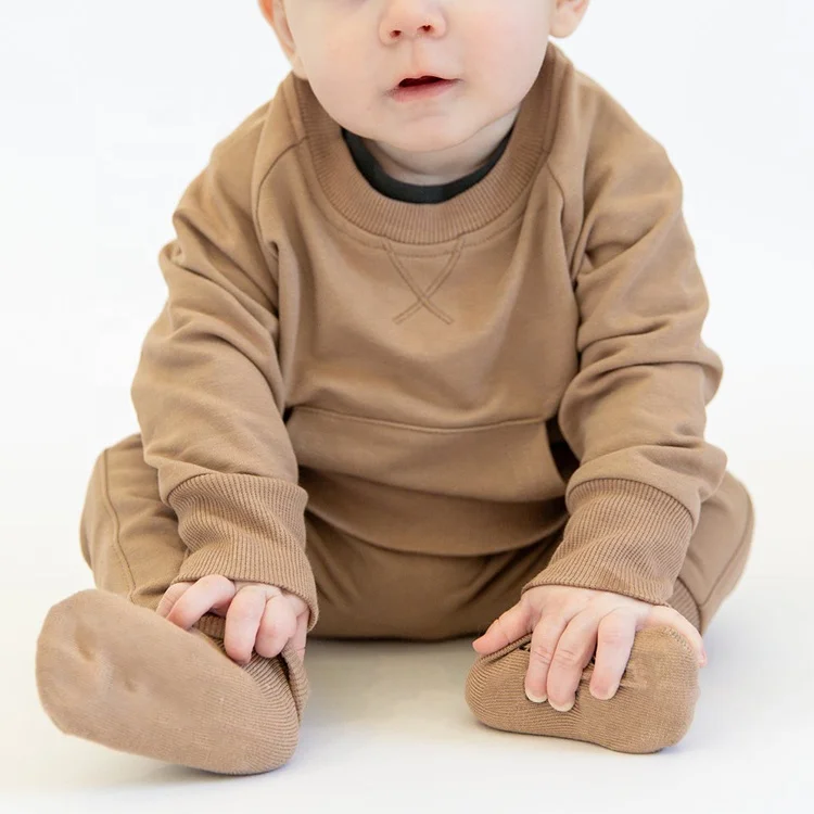 Custom Crew Neck Unisex Sweatsuit Sets For Kids 100% Cotton French Terry Fashion kids clothing hoodies sets