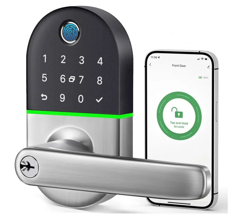 Smart Door Lock with Handle:Keyless Entry Door Lock ,Fingerprint Door Lock ,Biometric Door Lock ,Easy Installation
