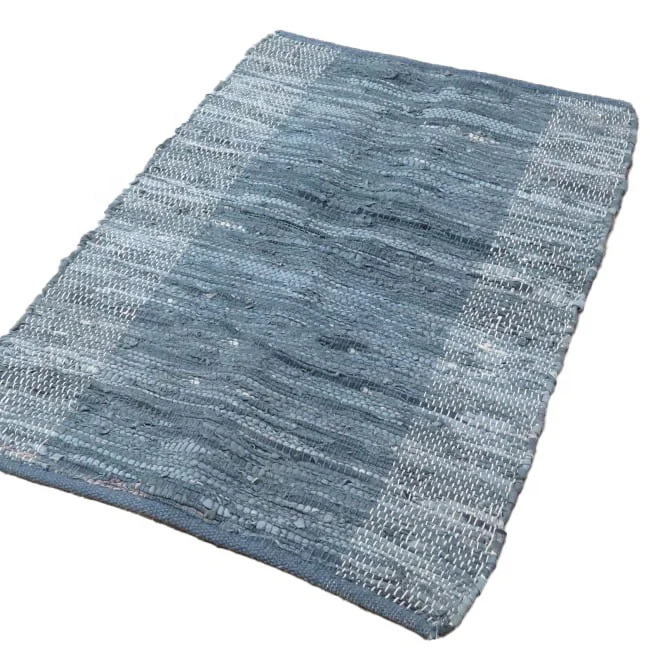 
Woven Recycled Leather Rug Living Room Carpets Chindi Rugs From India 