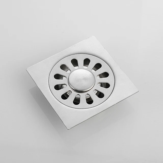 Stainless steel easy clean floor drain SUS 304 square 4 inch with tile insert invisible floor drain