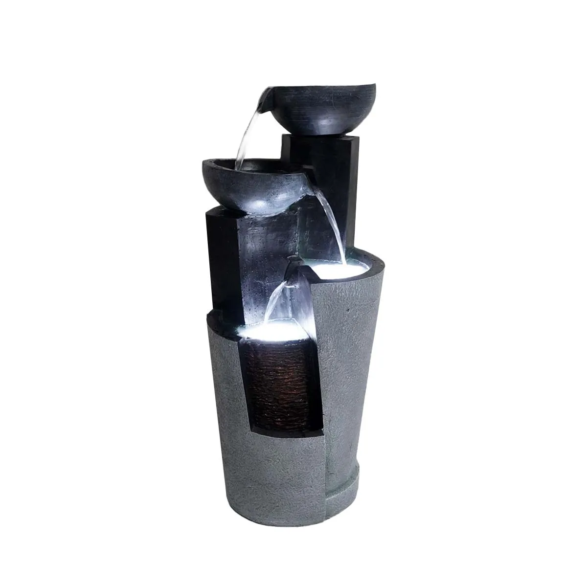 4 layer bowl water fountain feature cascading waterfall solar garden fountain decor