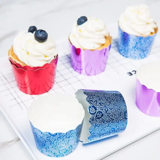 Customized Size Bakery Tools Baking Pan Foil Cake Cup Muffins Disposable Round Muffin Cup Baking Cake Mould