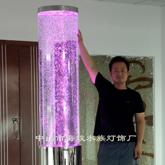 Round Floor Standing Columns with Water Bubble RGB color changing Wedding Party For decoration