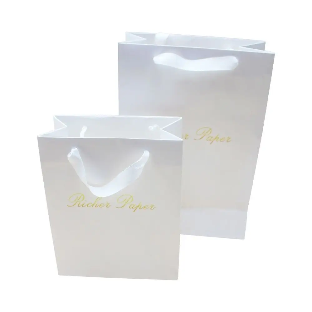 Biodegradable White Kraft Paper Bag with Logo Print Premium Quality Gift Paper Bag