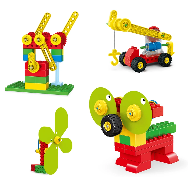 Kids STEM Education 161PCS DIY Gear Blocks Bricks Kit STEM Novelty Robot Construction Model Building Toys Set For Wholesale