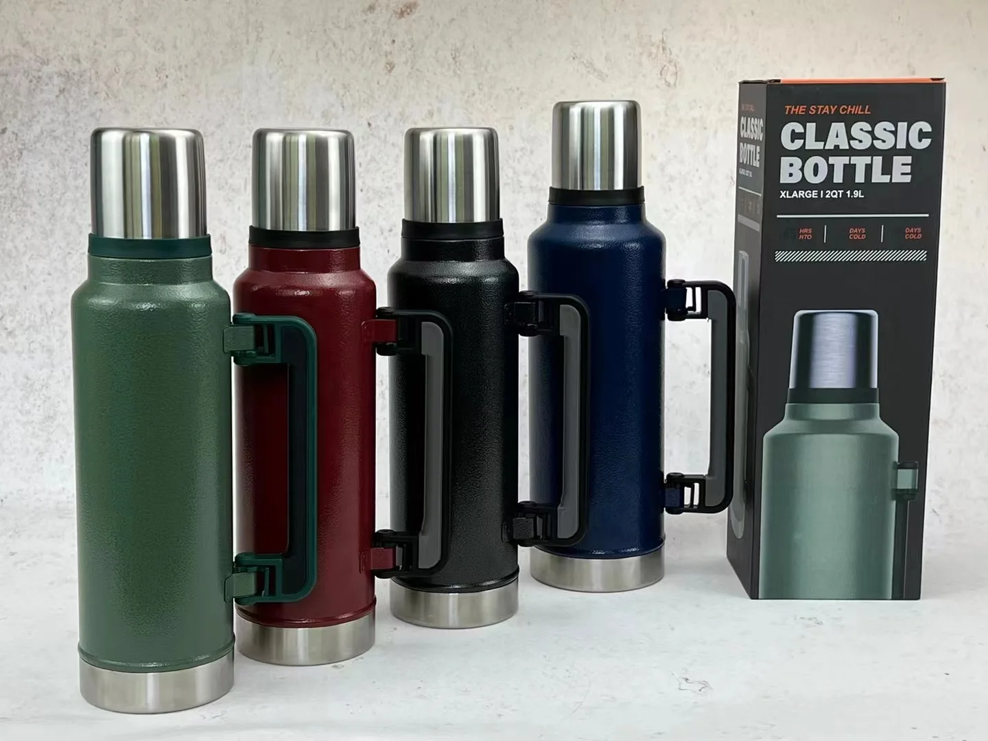 1000ml Classic Vacuum Insulated Wide Mouth thermo Travel Green Bottle 18/8 Stainless Steel Thermo Flask Cup Keep Hot Cold