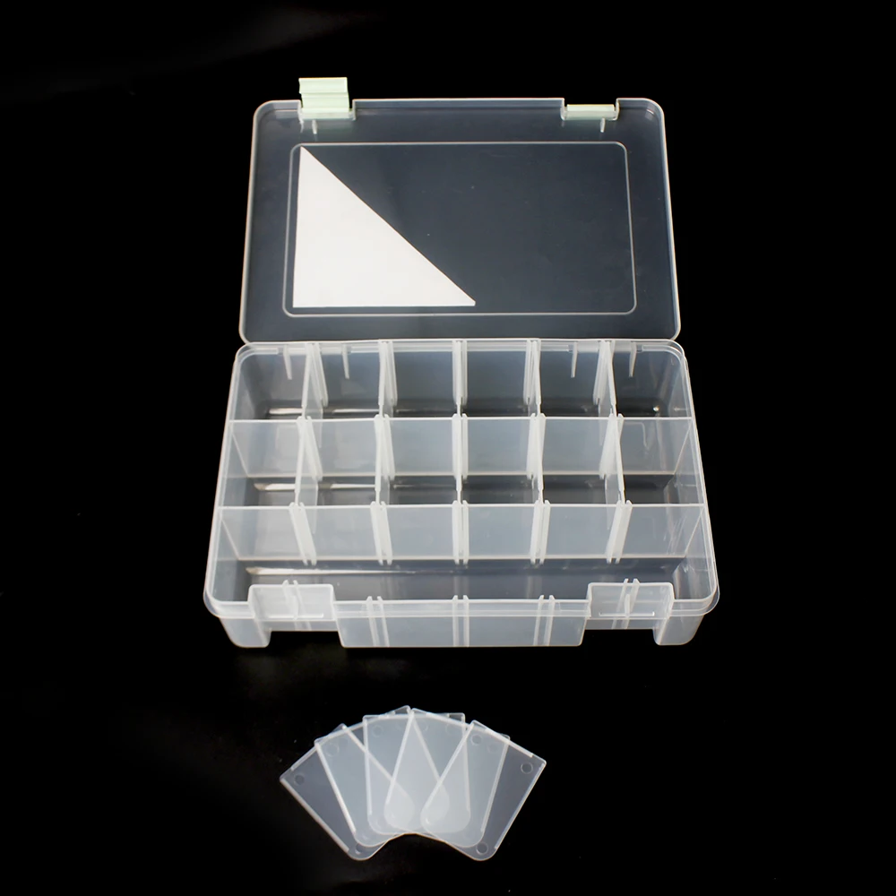 29551 18 Grids Clear Plastic compartment storage box Craft Organizer Bead Storage Container with Adjustable Dividers