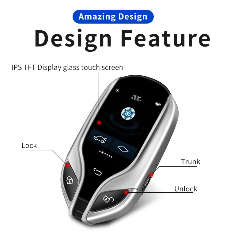 Smart LCD car key Upgrade Keyless USB Chargeable large battery Universal English Remote Key Fob