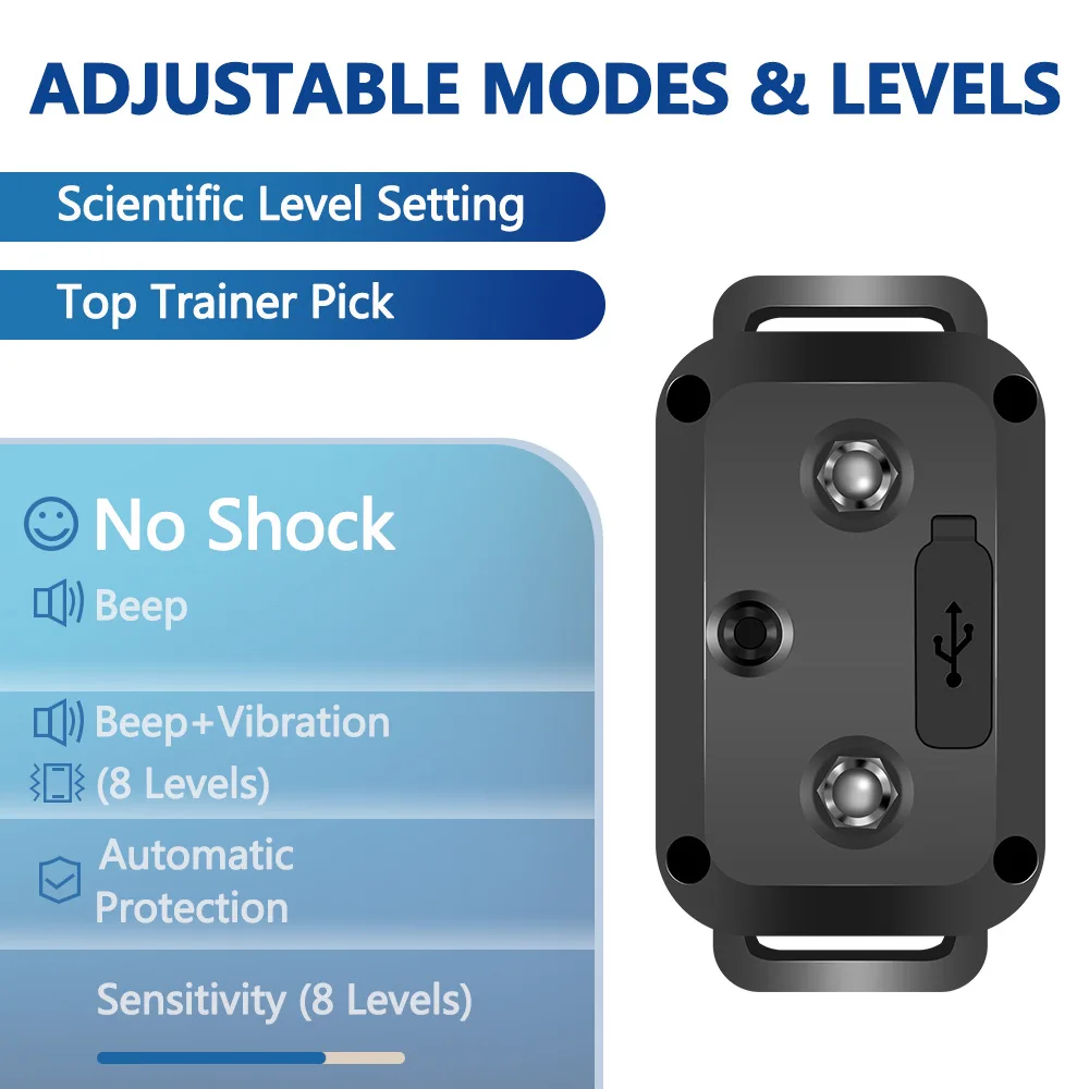 New Trending Pet Training Rechargeable Anti Barking Shock Dog E Collar Training Electric Rechargeable Anti Barking Collar