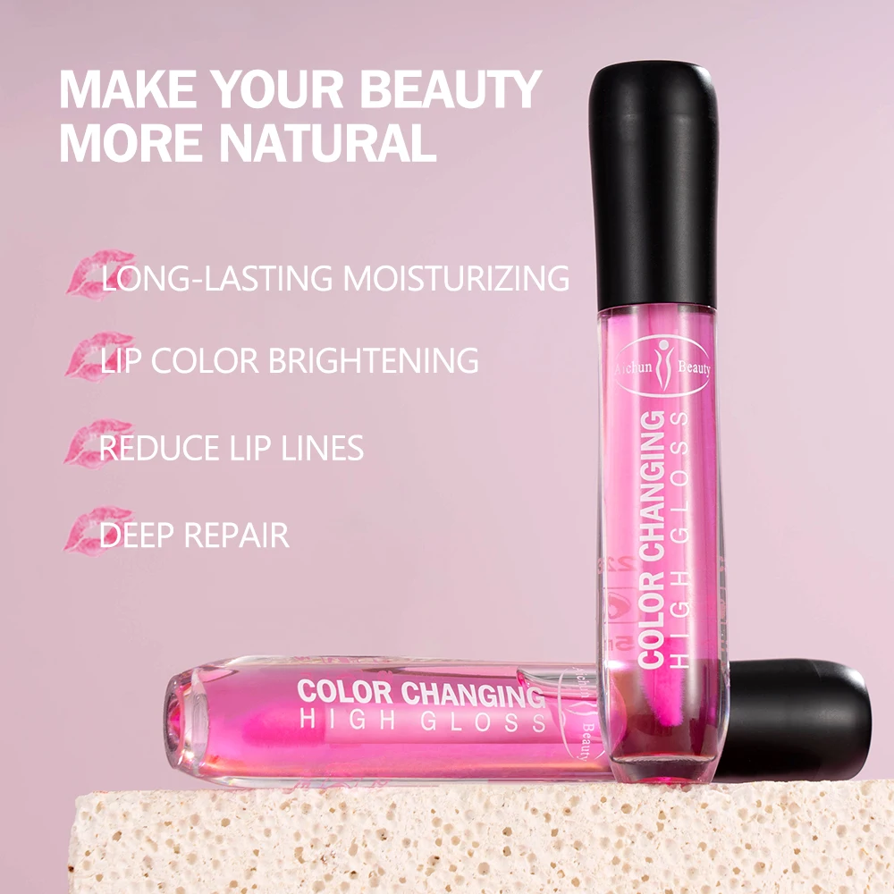 Aichun Beauty High Quality Color Changing Lip Gloss Oil With Rose Hip Oil Brightening Repair Moisturizing Reduce Lip Lines