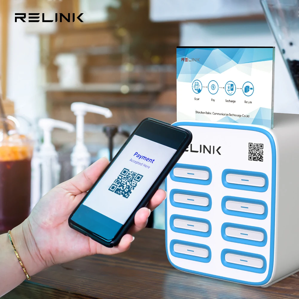 Relink 8 Ports Public Places Power Bank Rental Locker Mobile Phone Charging Station