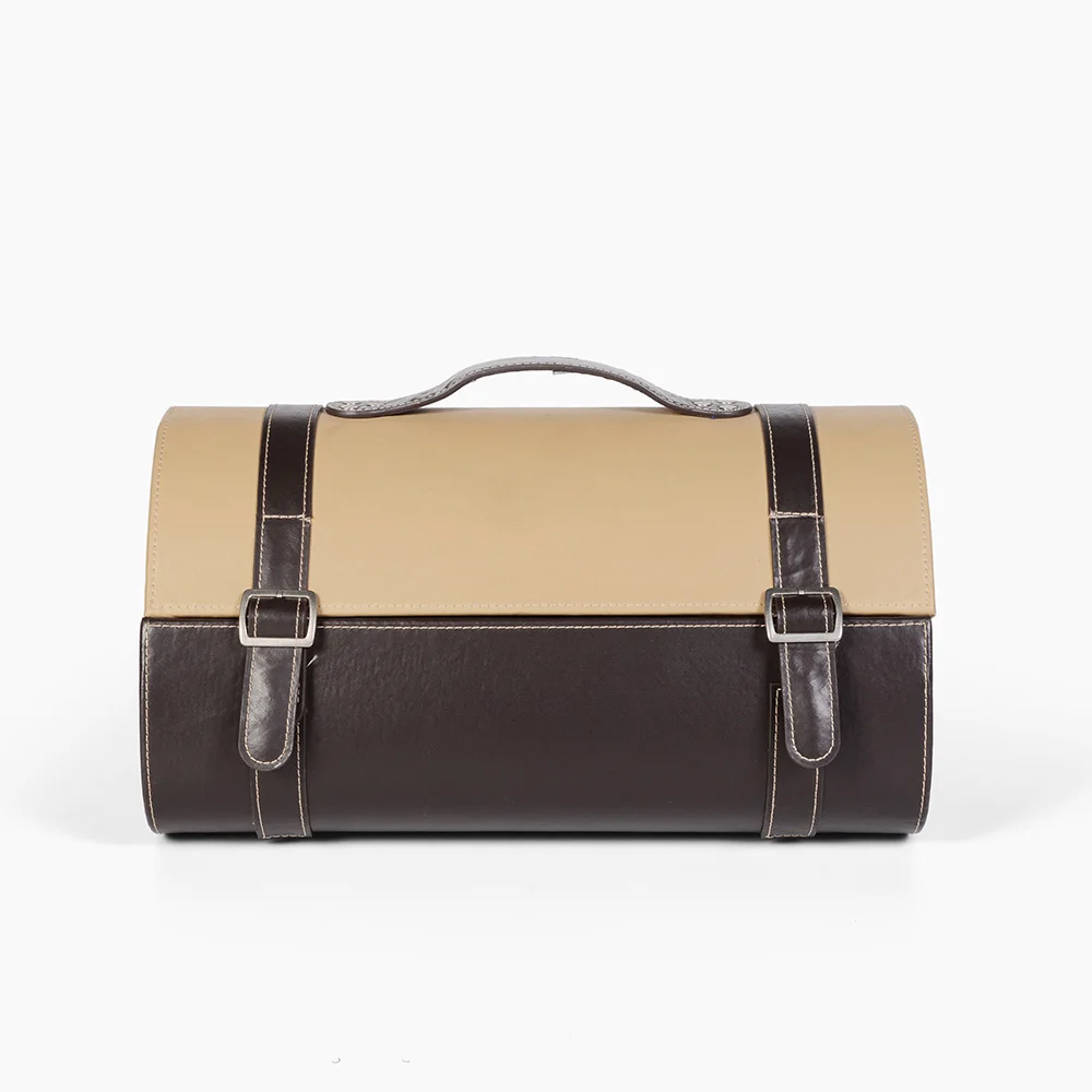 Изготовленный на заказ печатный логотип высококачественная искусственная кожа 2 бутылки Красного вина Подарочная коробка с ручкой