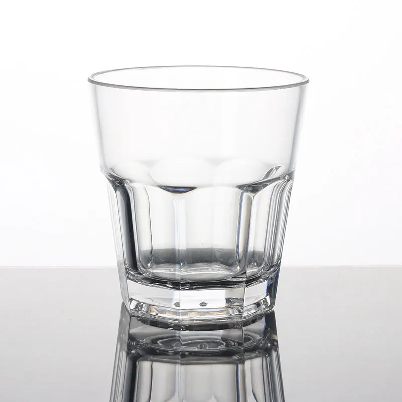 9oz Beach Pool Bar Polycarbonate Rock Glass Plastic Whiskey Cups Octagonal Whisky Glass