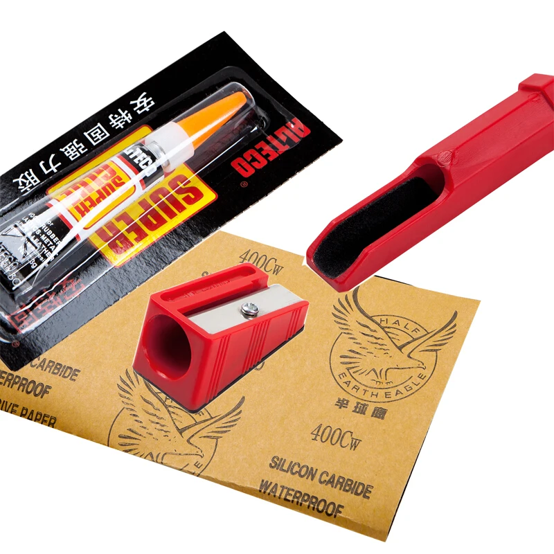 Direct deal snooker Billiard club head replacement suit contain glue Coiling knife Sandpaper Billiard club head grinder