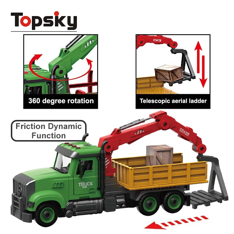 Topsky Transport Plastic Friction Powered Farmer Truck Car Toy With Music Light Educational DIY Friction Toy Vehicle For Boys