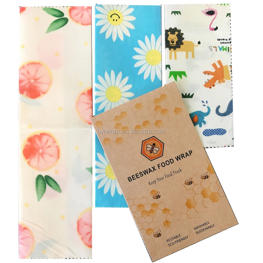 
Eco friendly Natural organic washable food wrapping 6 pack custom bee wax food wrap bag 
