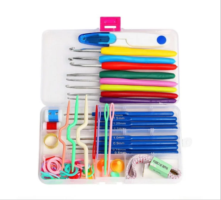 Крючки для вязания крючками иглы стежки кейс 57 в 1 полный набор 16 размеров ткацкие инструменты швейные