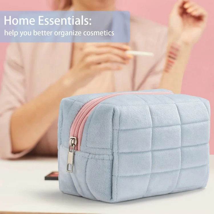 Makeup Checkered Cosmetic Bag Green Makeup Pouch Travel Toiletry Bag Organizer Cute Makeup Brushes Storage Bag for Women