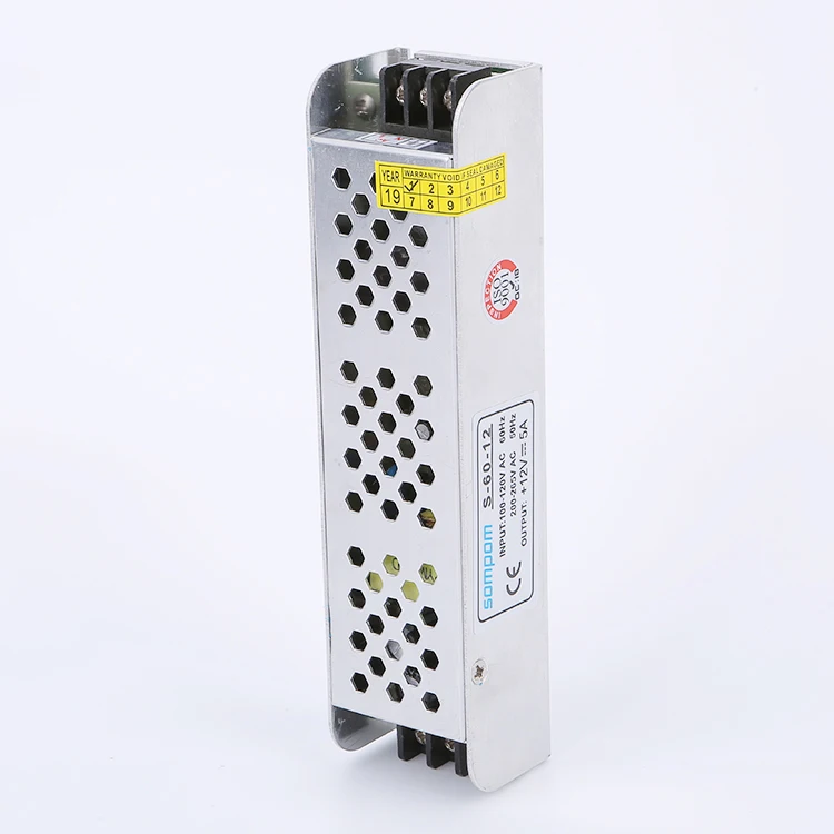 Sompom горячая Распродажа 12v 5a 60w тонкий источник питания