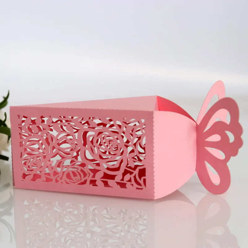 Triangle Laser Cut Butterfly Wholesale Sweet Box Paper Chocolate Candy Gift Box
