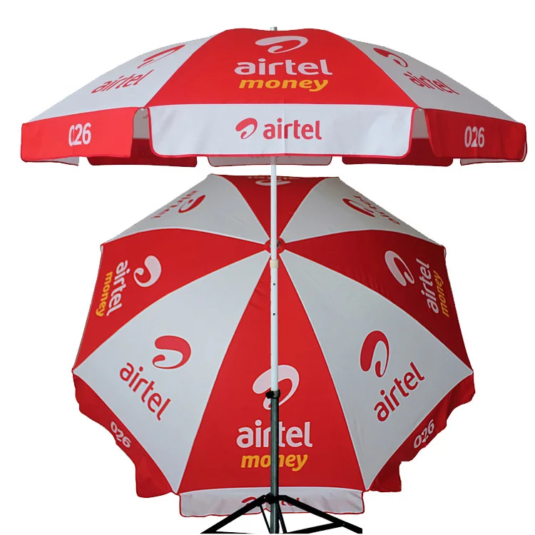 Promotional Cheap Portable Advertising Beach Umbrella With Custom Logo Printing Coca Cola Brand